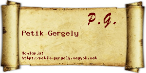 Petik Gergely névjegykártya